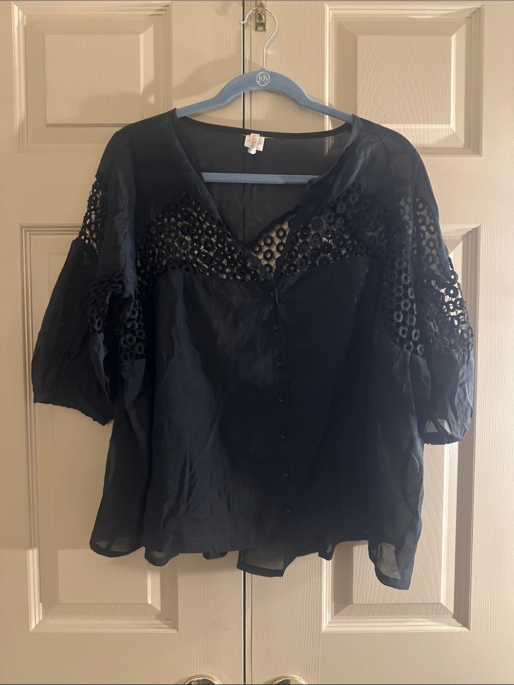 🖤 RAGA Black Sheer Lace Boho Blouse | Size Medium